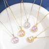 Korean Style Star Titanium Necklace with Cute Swan & Moon Pendant - Simple Fresh Design