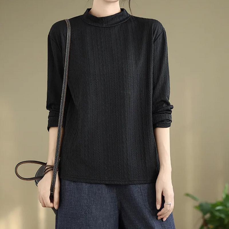 Top for Women Autumn Winter Large Size Loose Long Sleeve Knit Half-high Neck Pullover Sweaters Top