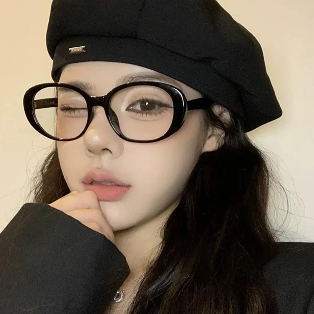 Black Red Oversized Frame Glasses Women Retro Oval Eyeglasses Y2K Anti Blue Light Computer Reading Fashion Spectacles Eyewear