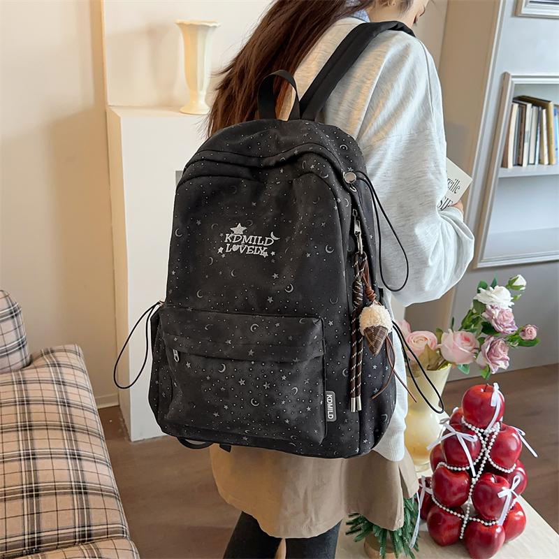 Zaino da Donna con Stampa Stelle e Luna – Carino Design Cosmico Borsa da Scuola con Tasche Multiple e Spallacci Regolabili – Perfetto per l'Uso Quotidiano