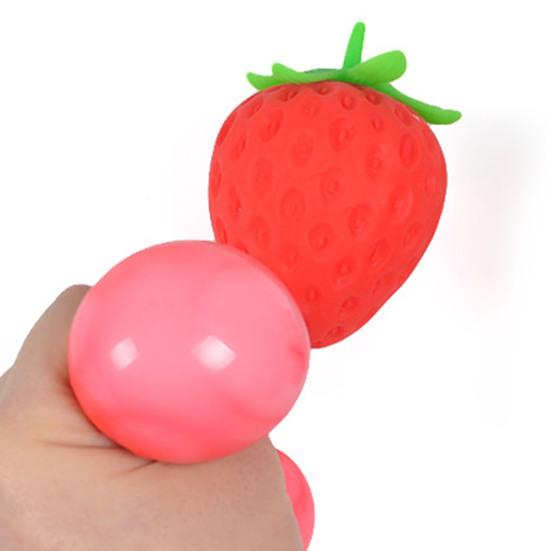 Decompression Toy Soft Comfortable Touch TPR Rubber Strawberry Stress Fidget Toy for Child