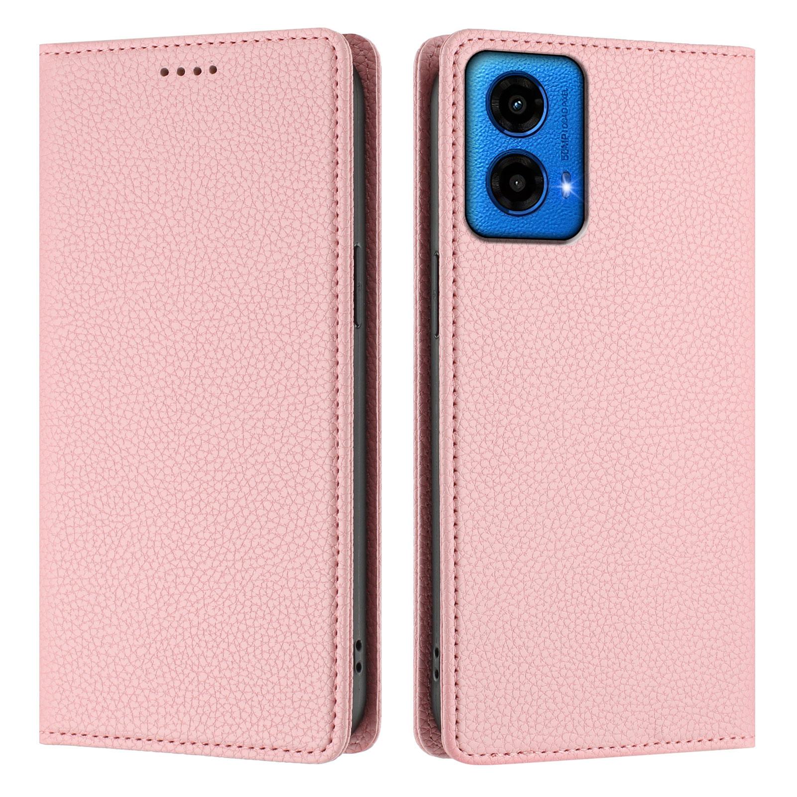 

For Motorola Moto G34 5G/Motorola Moto G45 5G Wallet Case RFID Blocking Litchi Texture Leather Mobile Cover Pink