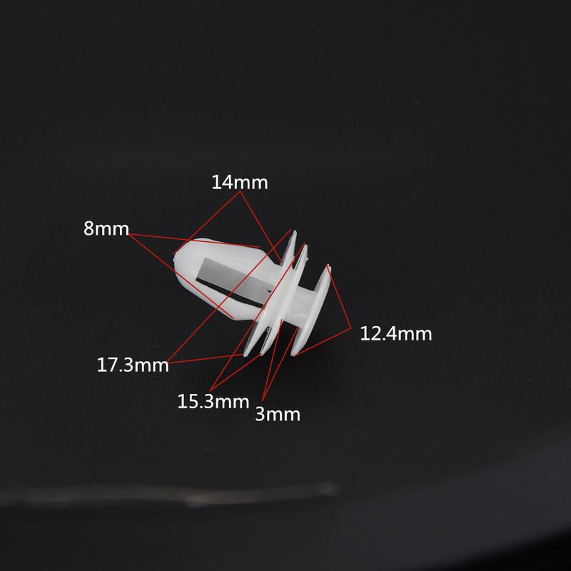 50pcs White Auto Bumper Fender Fastener Retainer Clips 8mm Hole Fixed Rivet Retainer Plastic Rivets Fastener Push Clips