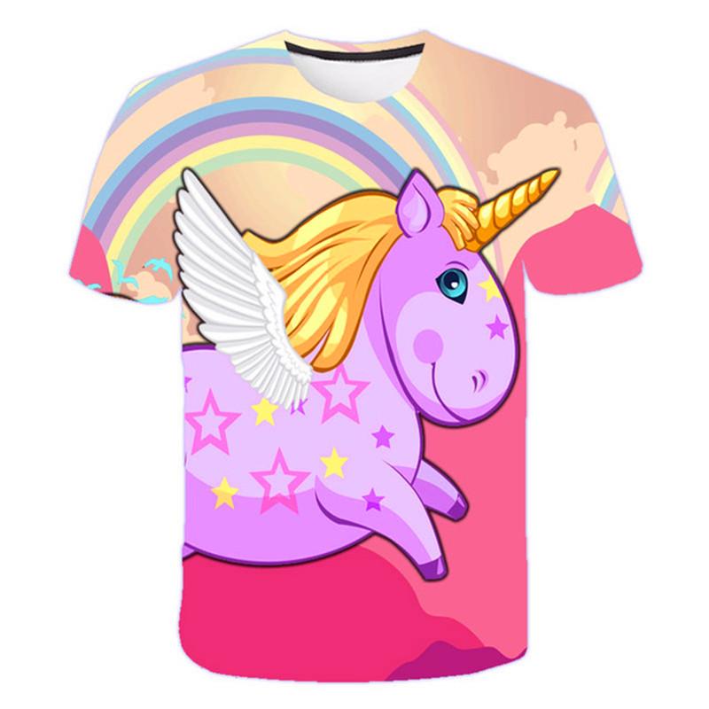 Unicorn Funny Cartoon Cool Cute 3D Tshirt Kids Boys Clothes Short Sleeve Casual Streetwear Clothing Girl Fashion Casual Tshirts