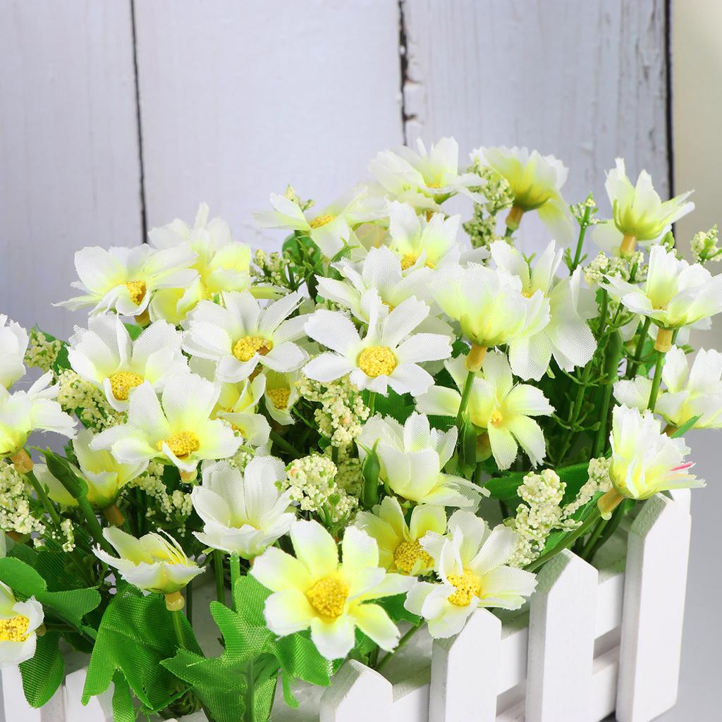 Artificial White Daisy Simulation Flower Realistic Lifelike Home Office Wedding Decoration Photography Props Fence Flower