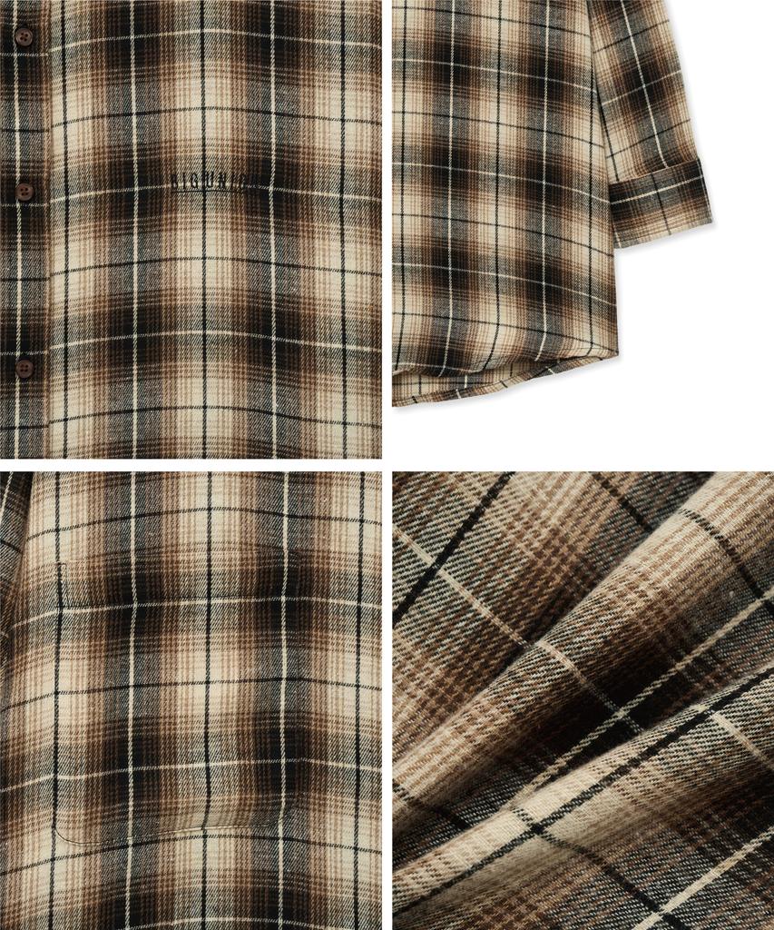 BIG UNION Brushed Overfit Check Shirt (Beige)