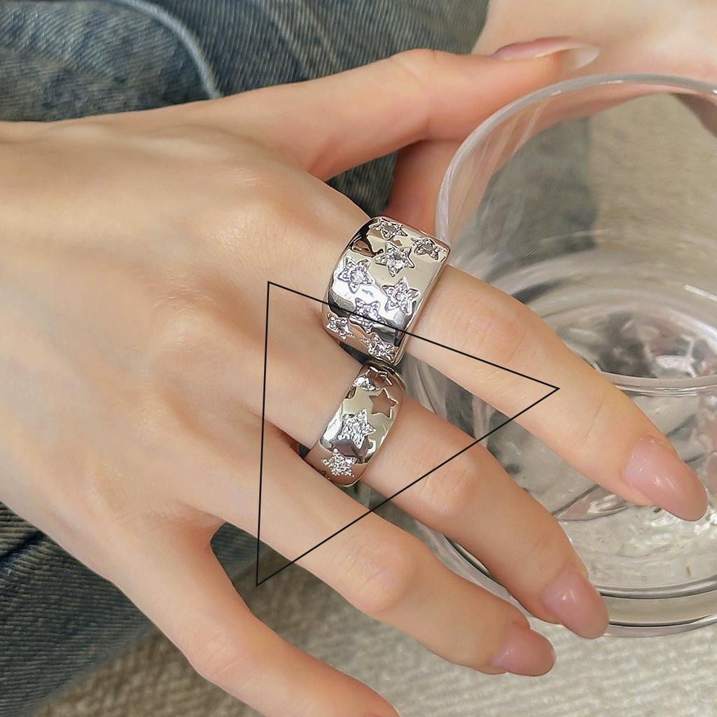 PANJBJ Inel Geometric din Argint 925 cu Cristal pentru Femei Elipsă Punk Exagerat Picătură de Apă Inel Deschis Cadou Bijuterie