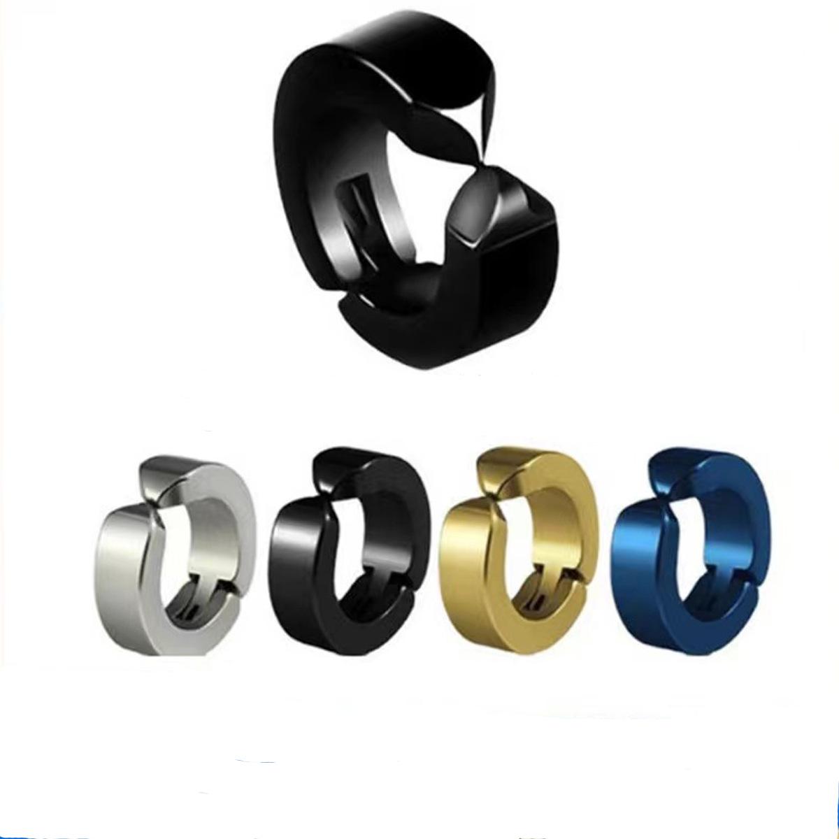 

Мужской ретро клип на ухо в стиле Хуа Чэнью: Не требуется прокол, простой кафф-серьга Steel 9mm inner diameter (1 pair)
