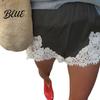 Lace Trim Shorts Women Satin Silky Patchwork Micro High-quality Polyester Blend Low Rise Boxer Lounge Slip Pajama Bottoms Petticoat
