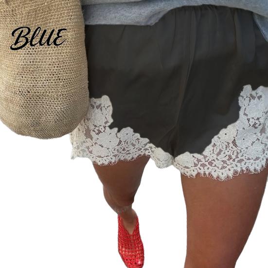 Lace Trim Shorts Women Satin Silky Patchwork Micro High-quality Polyester Blend Low Rise Boxer Lounge Slip Pajama Bottoms Petticoat