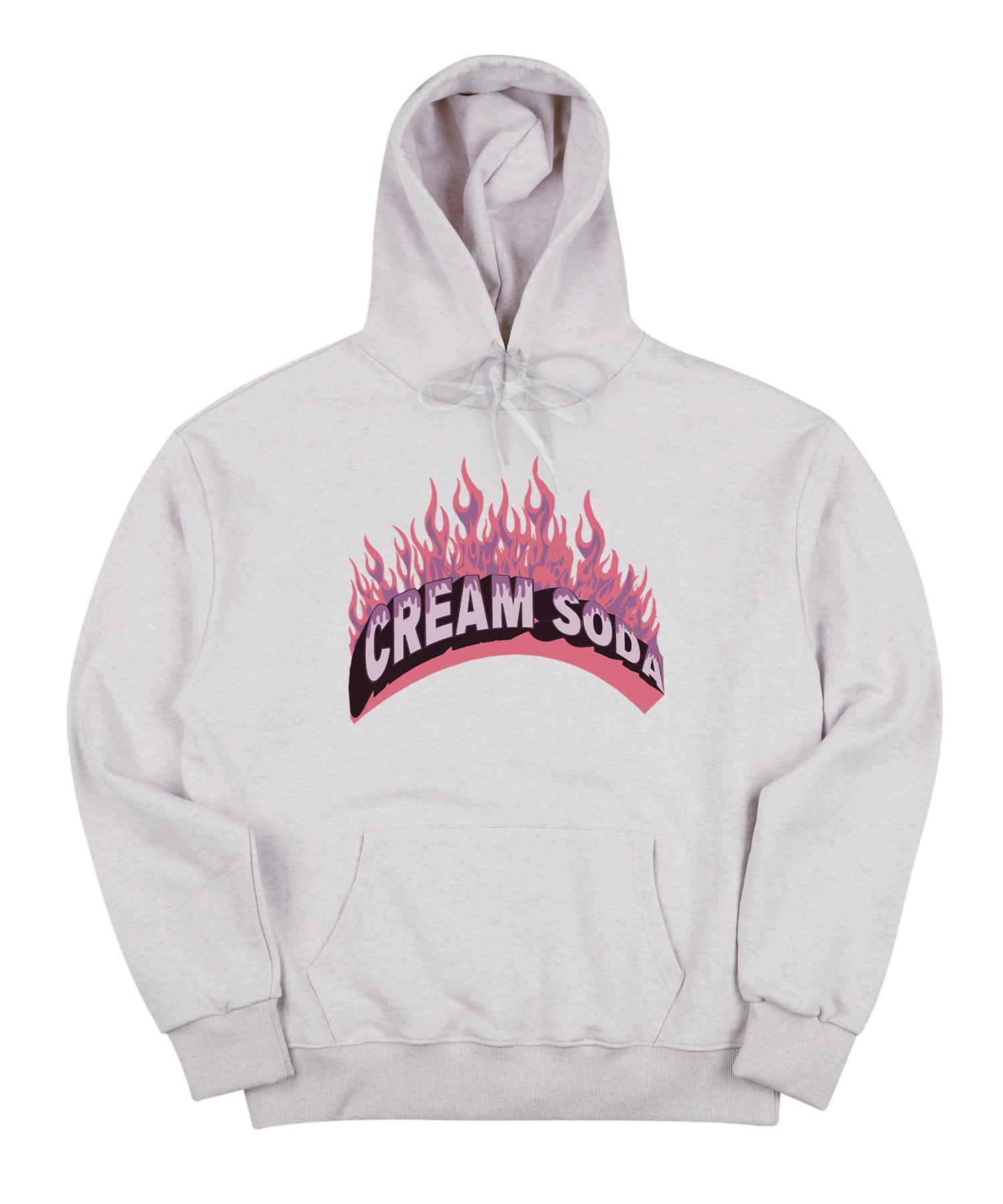 Cream Soda Lab Burning Light Gray Pink Hoodie M