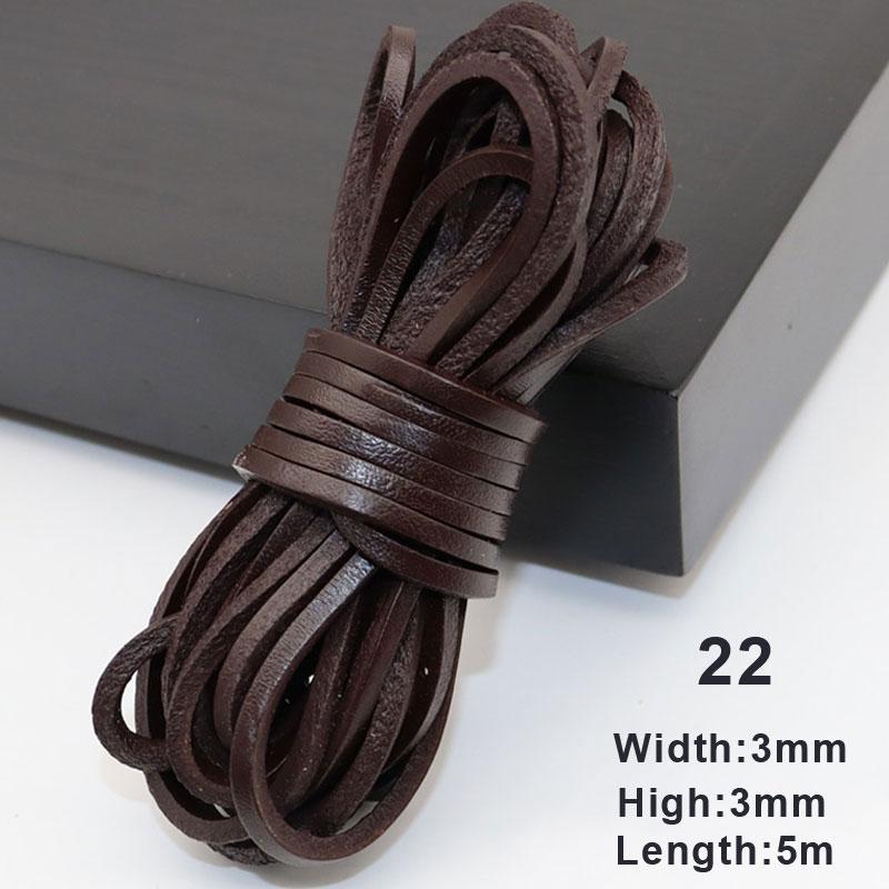 

5 метров DIY кофейный/красный/коричневый 3 мм круглые/плоские кожаные шнуры из натуральной кожи 22