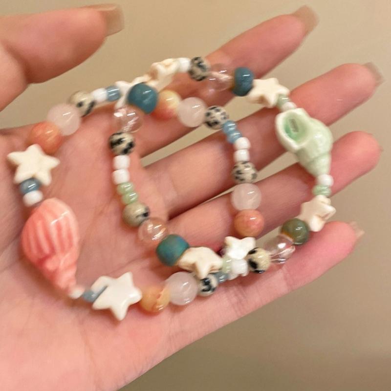 Lightweight Ceramic Glass Beaded Hand Chain For Vacation Seaside Outfit Fashion Wrist Accessory For Women Girls
