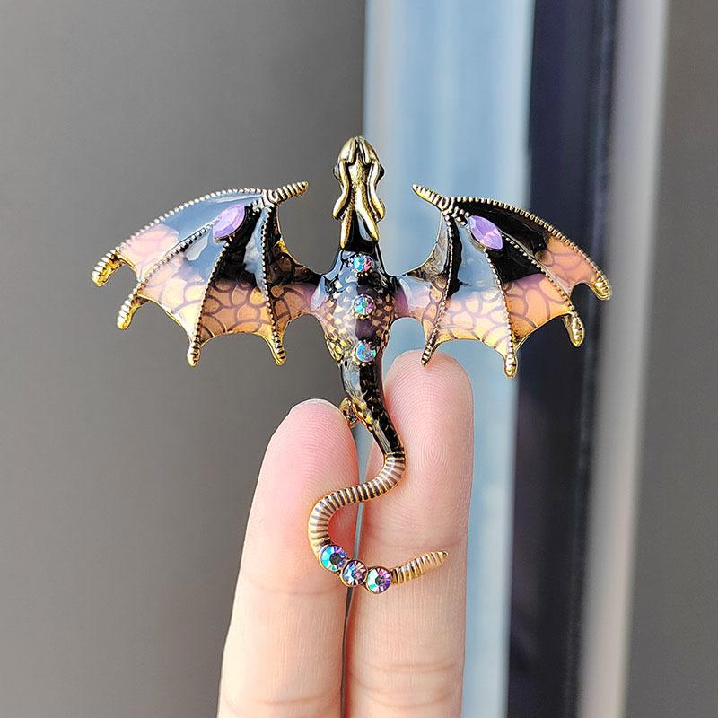 Accessories Retro Drip Oil Zodiac Dragon Feilong Brooch Men'S Suit Coat Pin