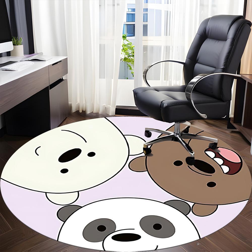 1pc We Bare Bears Office Round Area Rug, Under Office Chairs Bedroom Living Room Home Decor, Room Deco, Available In Various Sizes