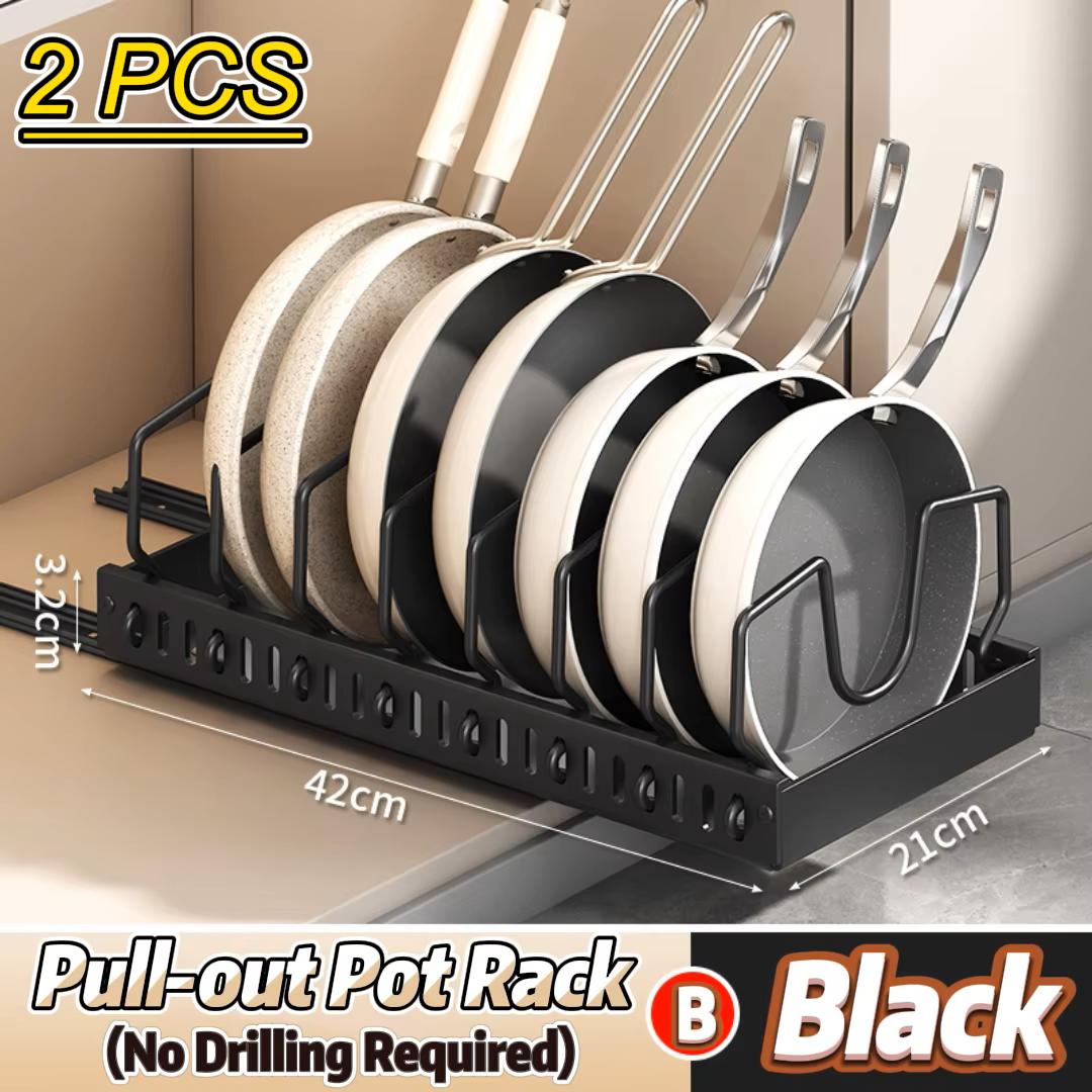 Органайзер для кастрюль и сковородок под шкафом, выдвижной держатель для крышек кастрюль и подставка для сковородок на кухне, выдвижной органайзер для кастрюль и сковородок, хранение посуды