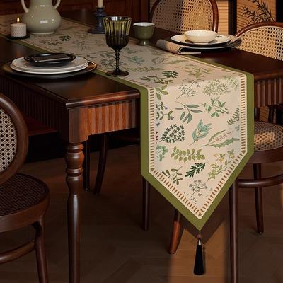 Style Pastoral Français Chemin de Table Luxueux Rétro à Franges Chemin de Table Convient pour Tables de Salle à Manger Meubles TV et Tables d'Appoint Bannière Décorative Centrale