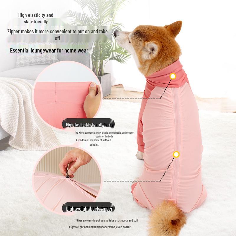 Breathable Summer Dog Outfit: Dirt-Resistant, High-Elastic, Four-Legged Design with Belly Cover for Small & Medium Dogs