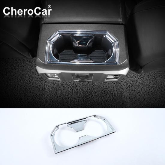 

Chrome Armrest Box Rear Cup Holder Panel Trim Cover for Ford F150 F-150 2015-20