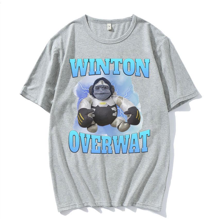 Winton Overwat Meme Funny Gaming T Shirt Men High Quality Casual Oversized Tshirts Unisex Retro Cartoon Pure Cotton Tshirt Tops