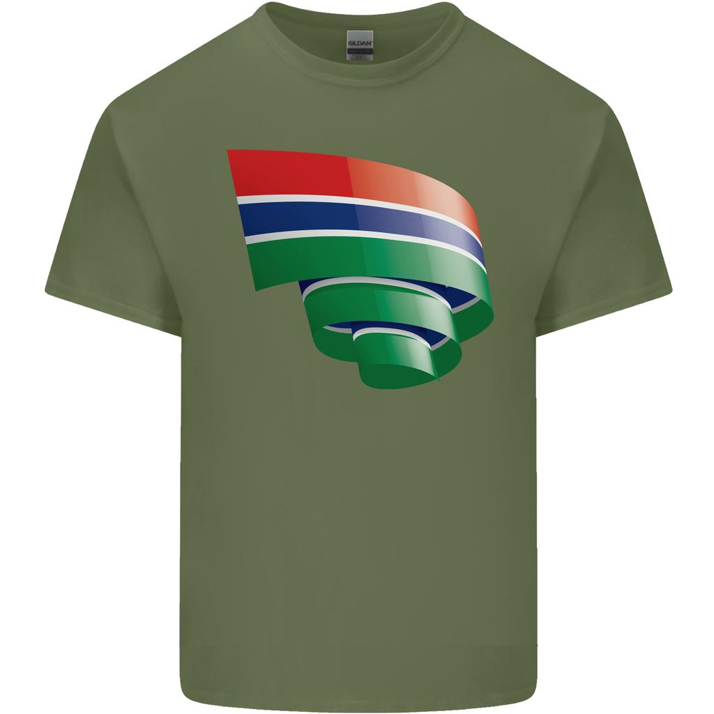 Curled Gambia Flag Gambian Day Football Unisexs Light Cotton Tshirt