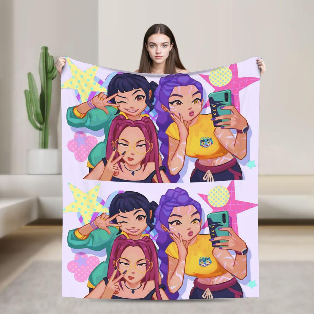Demon KPop Blanket Soft Funny Plush Throw Blanket For Kids Bedroom Flannel Bedspread Bed Cover