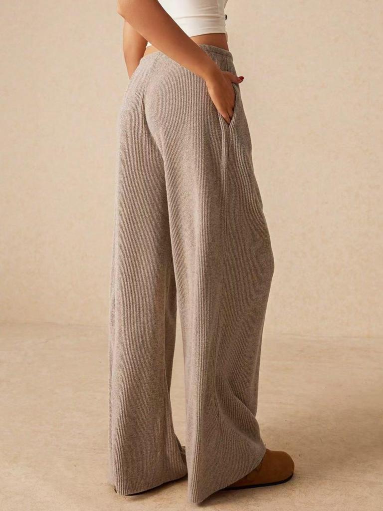 2025 Women's High-Waisted Wide-Leg Floor-Length Casual Pants - Breathable Solid Color, Slimming, Sunscreen, Multi-Occasion
