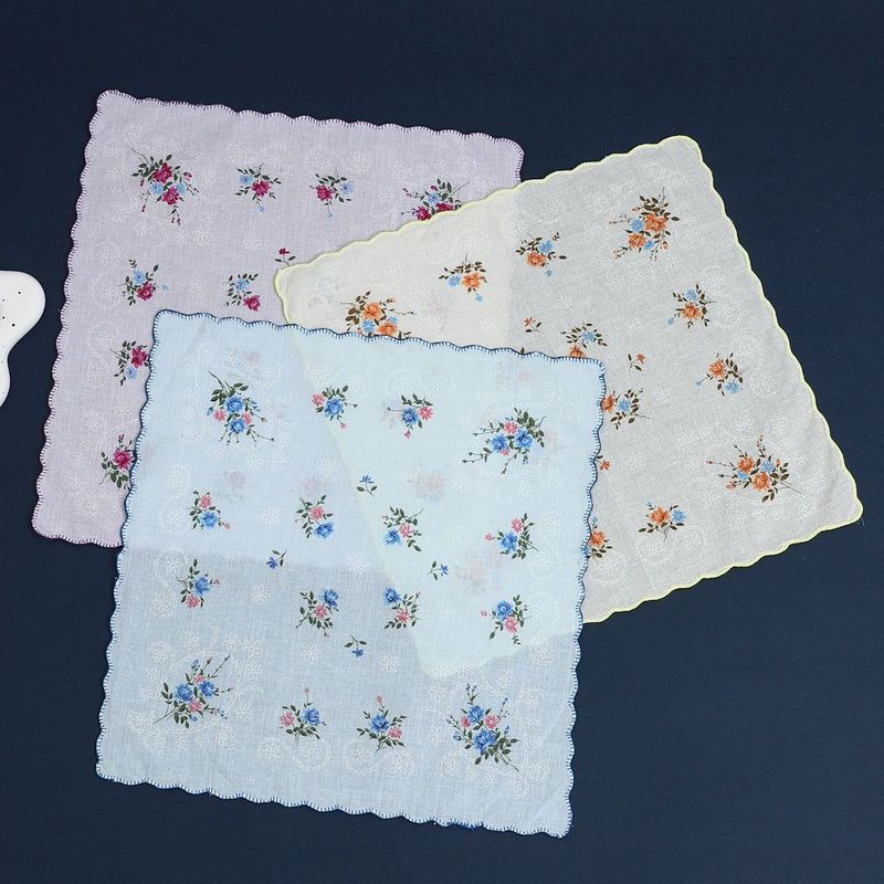 

Набор женских носовых платков из чистого хлопка с принтом, мягкий, полностью хлопковый, с цветочным рисунком, старомодный винтажный тонкий платок-салфетка Pack 2#_6