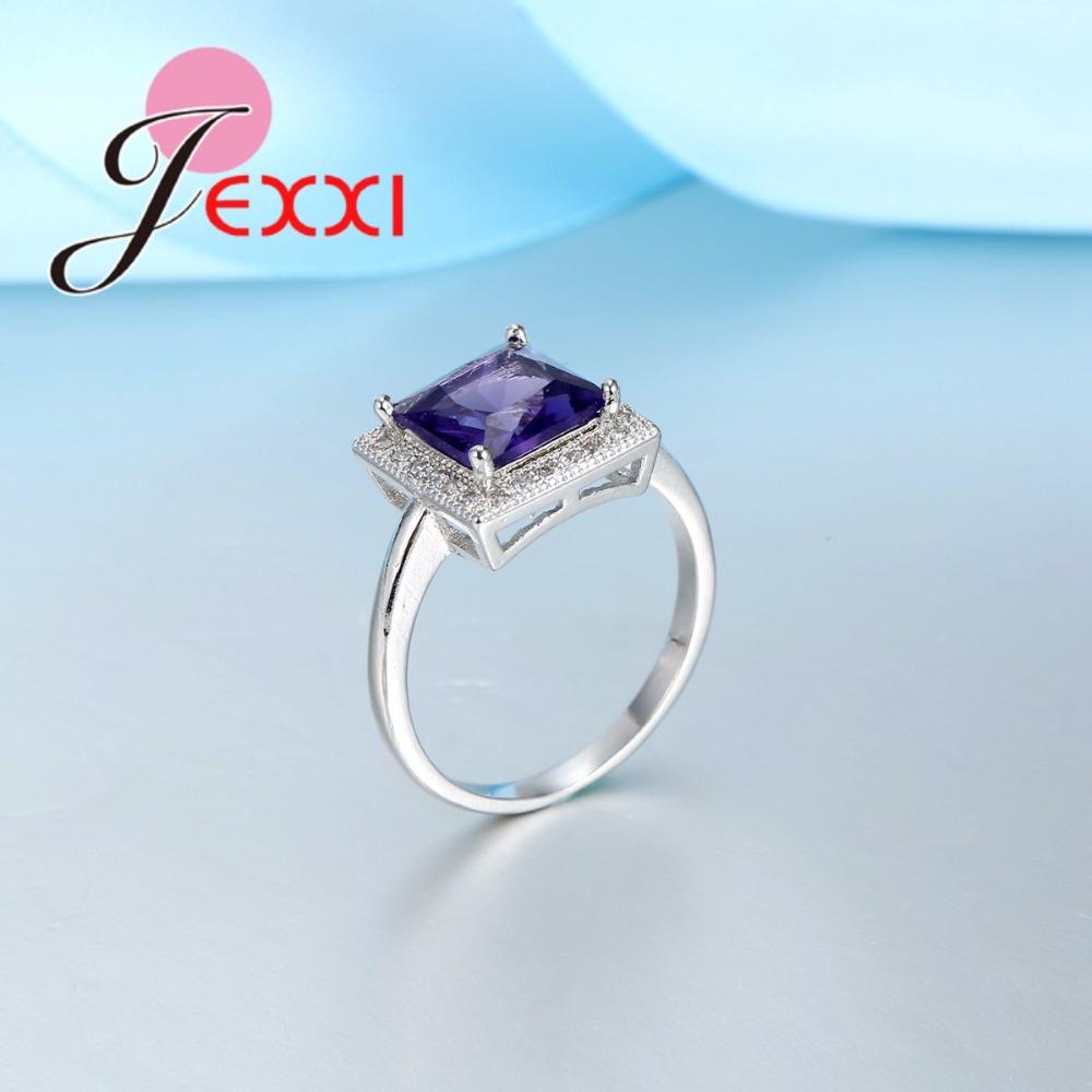 Square Shaped Big CZ Jewelry 925 Sterling Silver Color Color Ring Size 6 7 8 for Fashion Women Popular Engagement Ring Wholesale