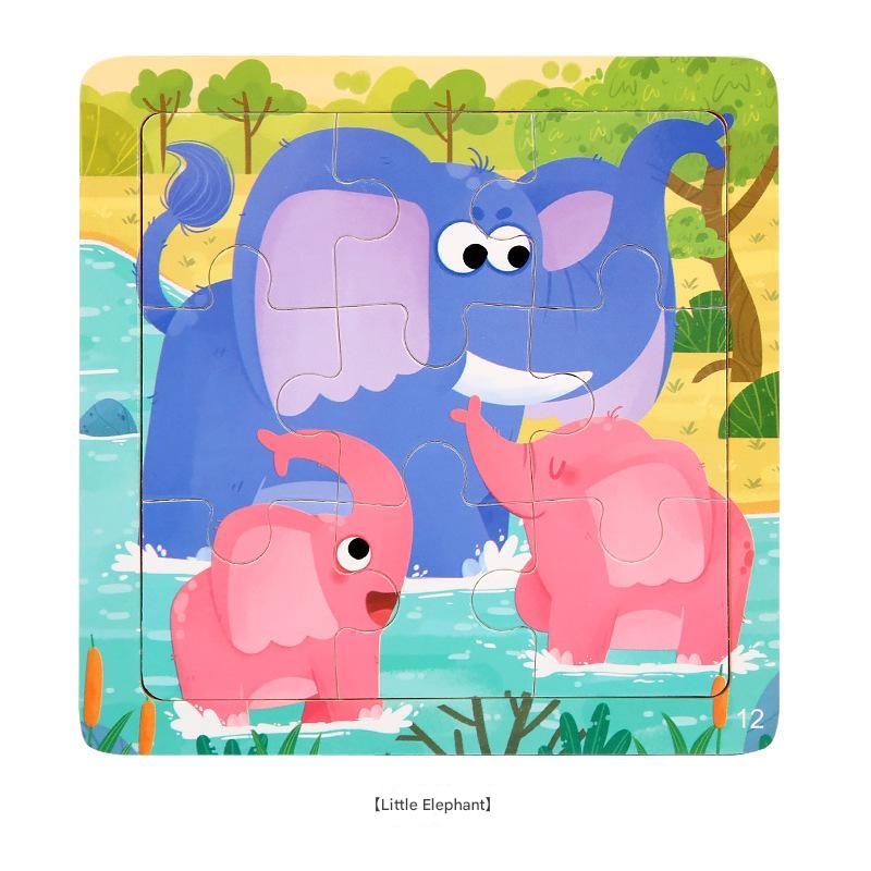 9-Piece Wooden Children'S Jigsaw Puzzle Toy For Early Childhood Education Cartoon Animal Transportation Cognitive Puzzle