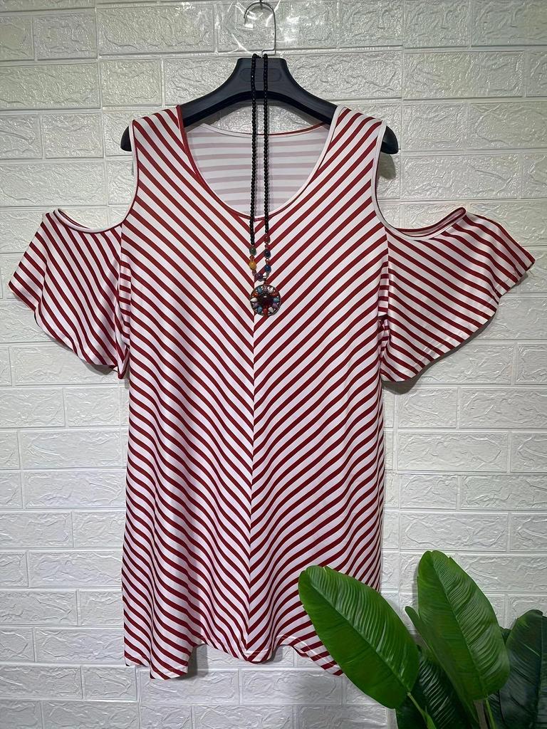 2025 Summer Women's Plus Size Off-the-Shoulder Striped Casual Dress
