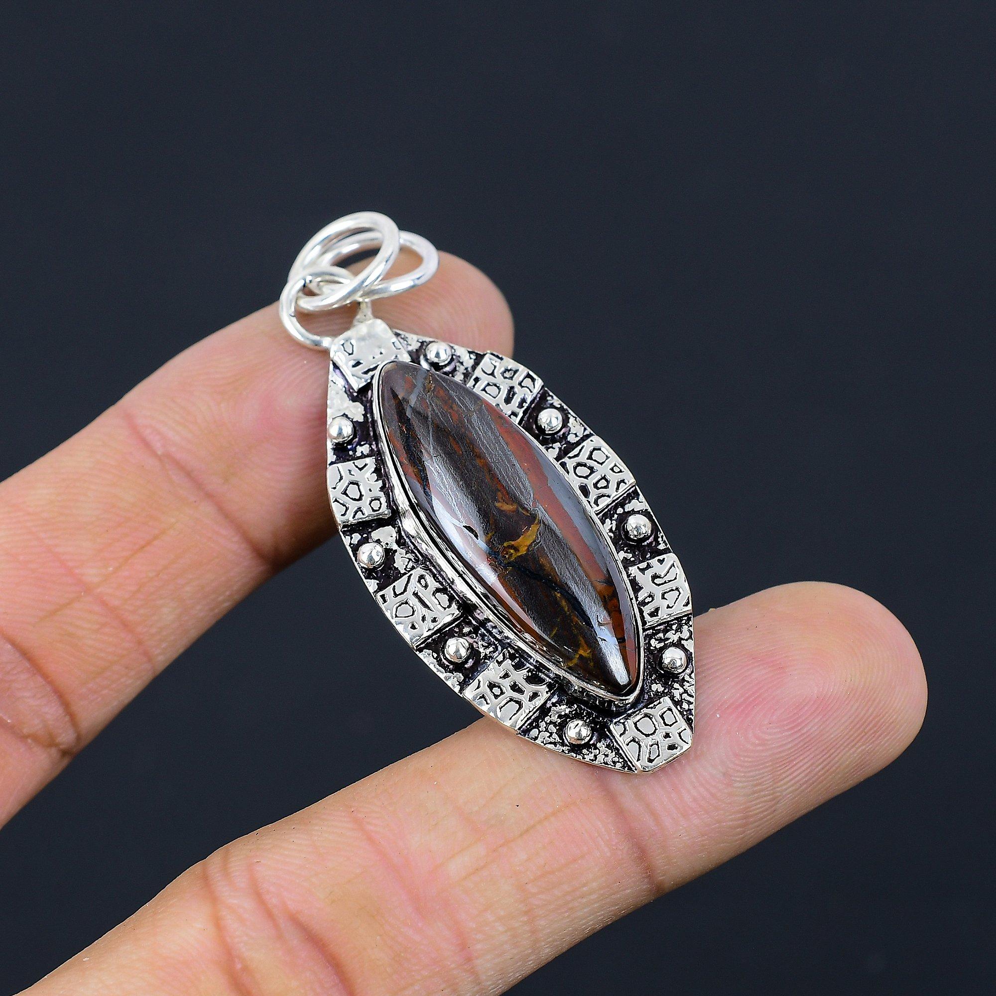 

Распродажа ко Дню женщин Подвеска ручной работы из серебра 925 пробы с натуральным железистым тигровым глазом для жены