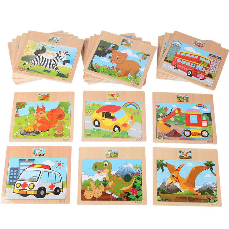 English Letter Building Block Wood Animal Jigsaw Puzzle Children Cognition Intelligence Toy For Toddlers Early Educational Gifts