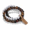 3-teiliges Set Natursteinperlen Stretch-Armband-Set Halbedelstein Perlen Elastisches Armband Türkisstein Modeschmuck