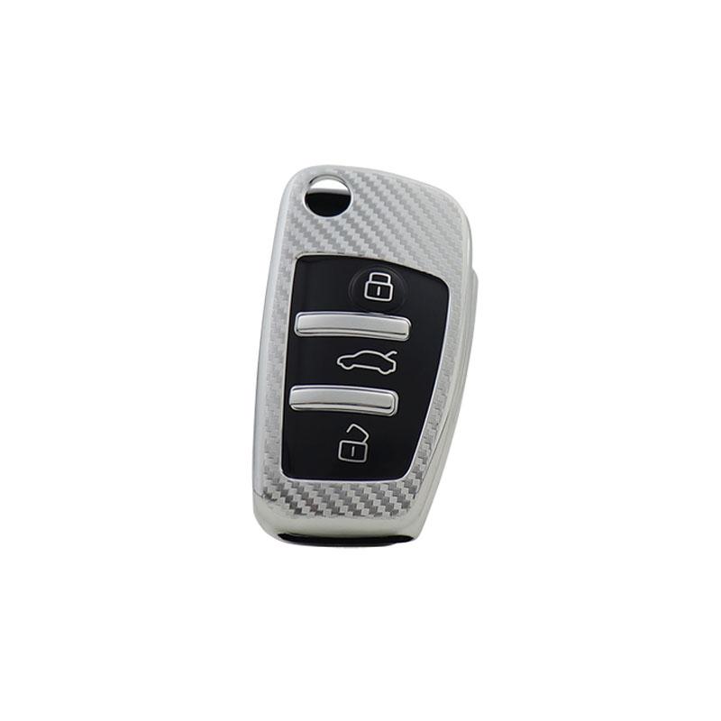 TPU Carbon Fiber Car Remote Key Cover Case Shell Key Fob for A3 A4 A5 C5 C6 8L 8P B6 B7 B8 C6 RS3 Q3 Q7 TT 8L 8V S3 Protector Holder