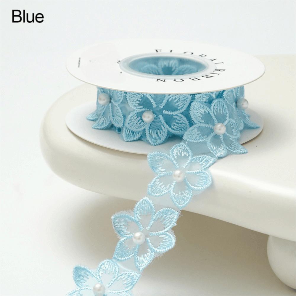 

New DIY Sewing Supplies Embroidered Lace Ribbon Wedding Dress Quality Flower Trim Home Decor Beaded Fringe Lace Costume Design L синий