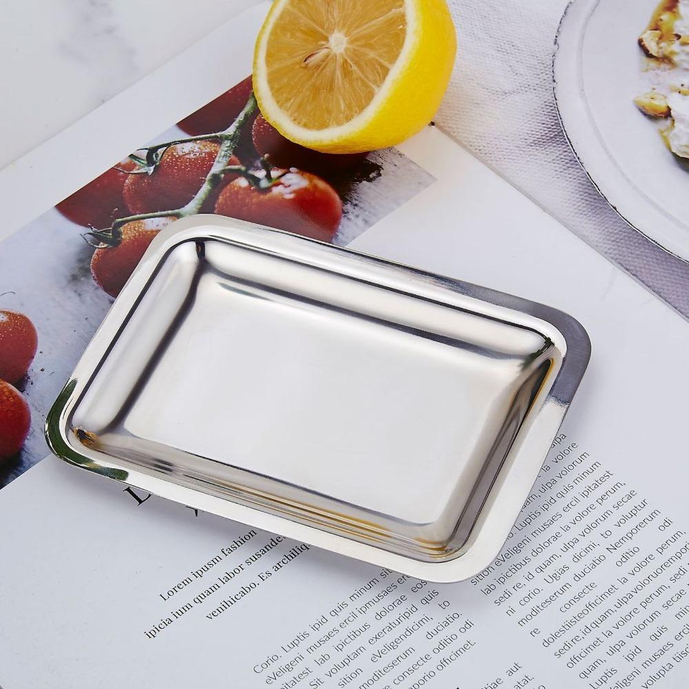 Rectangular Shape Stainless Steel Snack Plate Stainless Steel Dessert Plate  Home Kitchen
