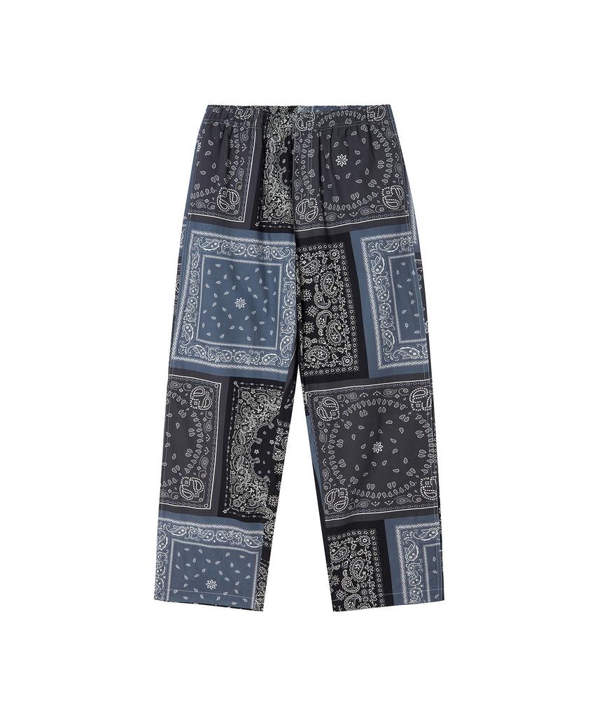 BEYOND CLOSET Bandana Patch Detail String Pants Navy