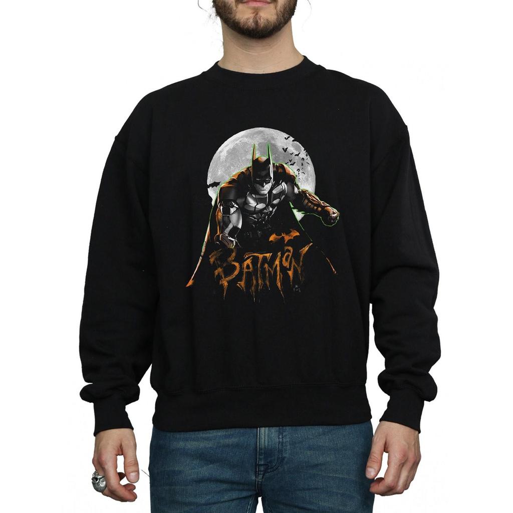 DC Comics Mens Batman Arkham Knight Halloween Moon Sweatshirt