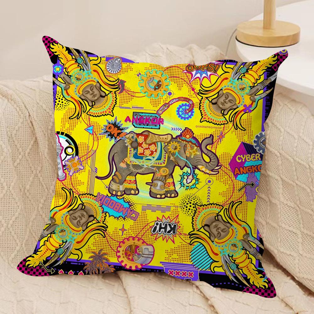 

Cambodian Buddha Print Cushion Cover Soft Plush Fabric DoubleSided Printed Sofa Cushion Cover for All Seasons Home Decor Gift 30x30cm