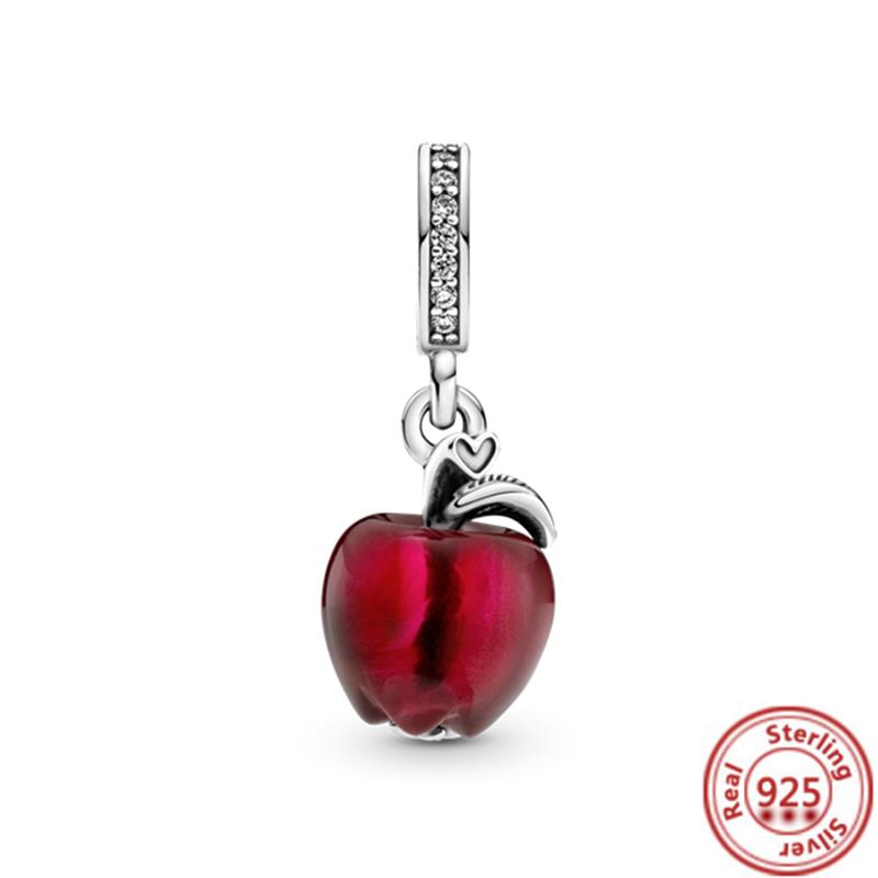 925 Copper Strawberry Apple Cherry Fruits Ice Cream Coffee Cup Pendant Sweet Beads Fit Original Pantaro Charms Bracelet Zircon