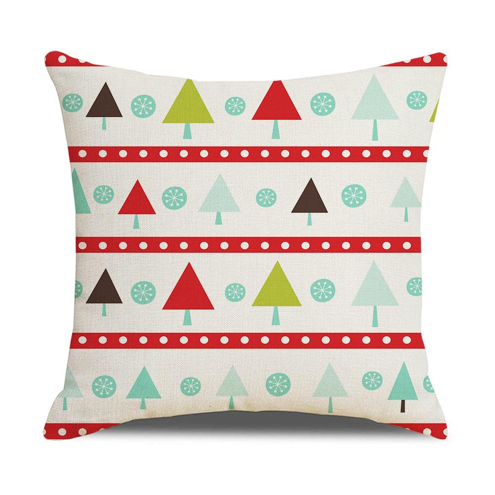New Home Furnishings Christmas Linen Pillowcase Cartoon Christmas Tree Sofa Cushion Cover Pillow Cover