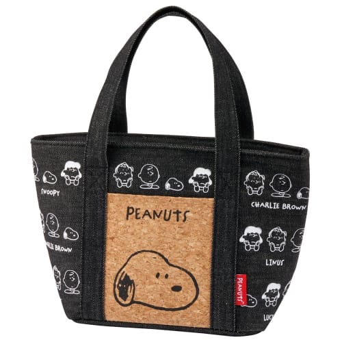 Skater Denim Cooler Bag with Cork Pocket, Tote Bag, Lunch Bag, Snoopy & Friends, KBCO3-A