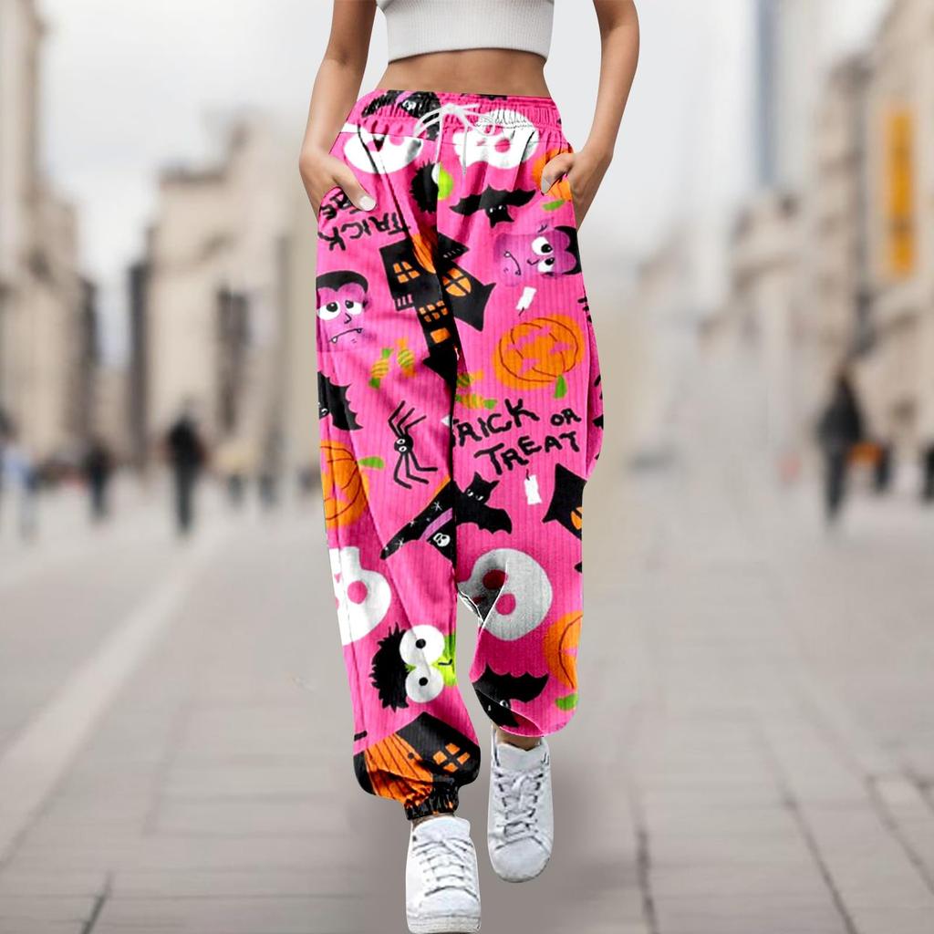Unisex Halloween Print Sweatpants - Loose Fit Casual Pants for Holiday Costume Parties