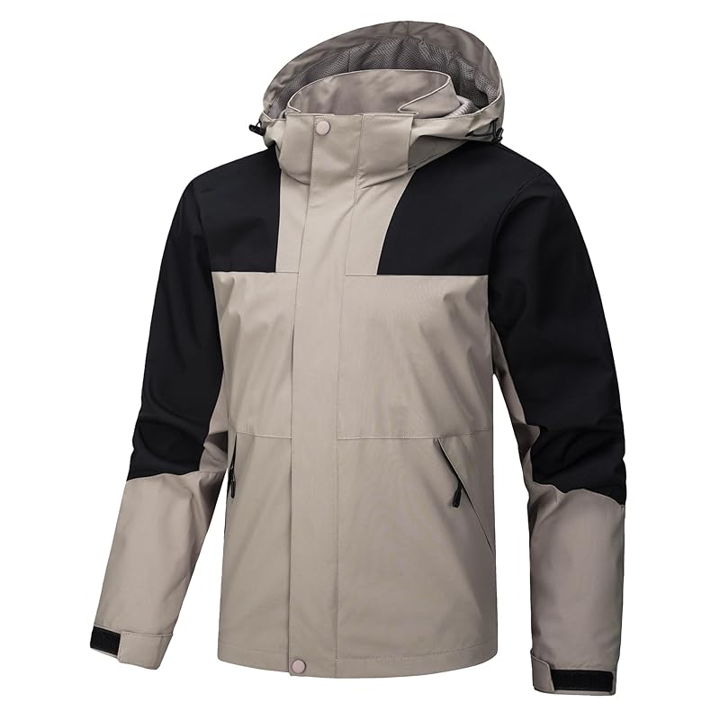 

[SEAUR] windbreaker Fashionable men s Windproof waterproof lightweight outdoor jacket water repellent fabric mountain parka gray XL