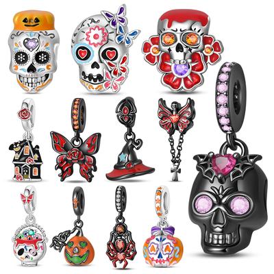 Nieuw In Originele Charms Koperen Gloed In Schedel En Pompoen Charms Kralen Passend Voor 3 Mm Originele Armband Voor Vrouwen Diy Sieraden Cadeaus