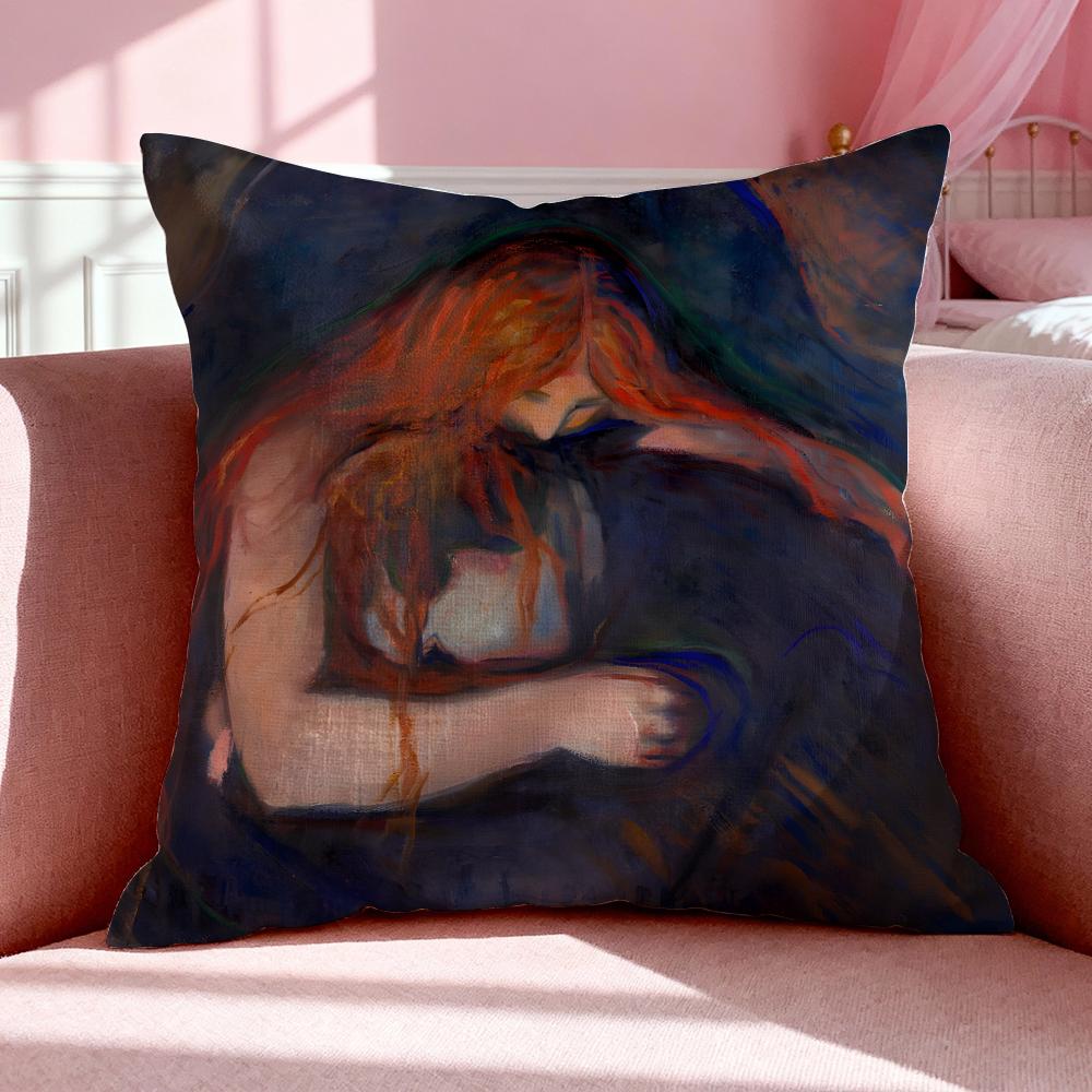 Kunst E‑Edvard Munch Angst Kunst Kissenbezug Atmungsaktiv Leinen Kissenbezug Sommer Geruchlos Umweltfreundlich Verdeckter Reißverschluss Waschbar