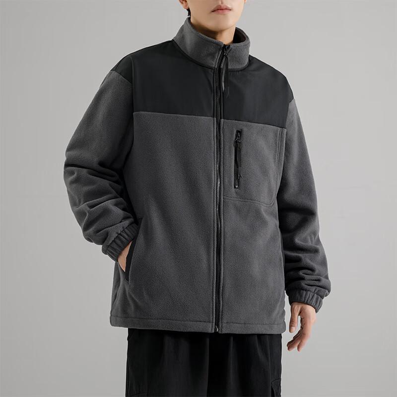 Huili Autumn/Winter American Style Color-Block Fleece Jacket