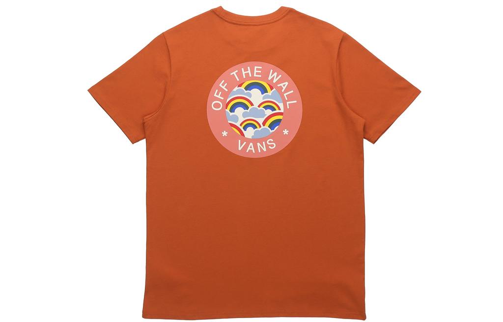 Vans T Shirts Women's Orange Crew Neck Moderate Straight Fit VN0A54INUXS