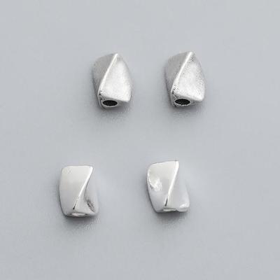 S925 Sterling Silver Thai Vintage Twisted Square Spacer Beads for DIY Bracelets and Necklaces.